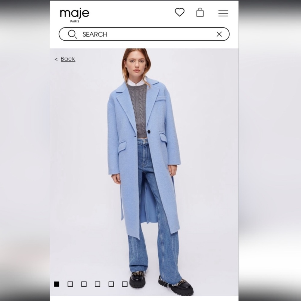 Maje Light Blue Long Coat